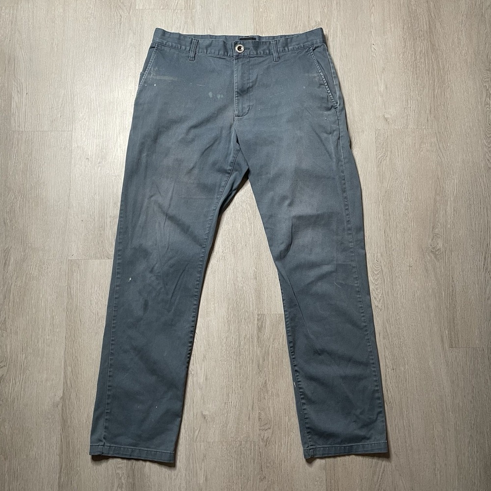 RVCA Pants Mens 33x31 Blue Week-End Stretch Straight Leg Chino Trousers Skate